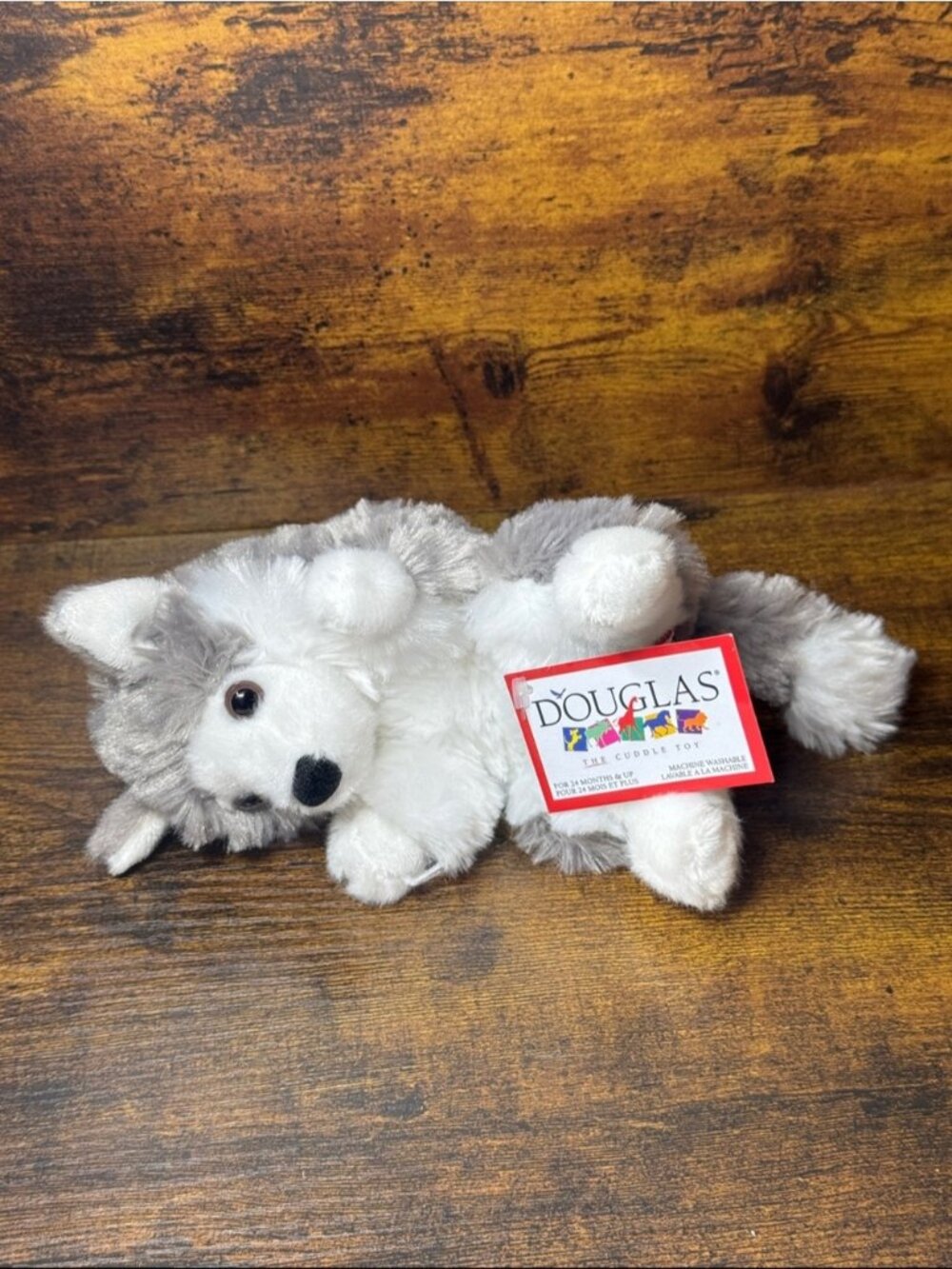 Douglas Lil’ Handful Plush Husky Gray White Stuffed Animal Puppy Dog 6" New